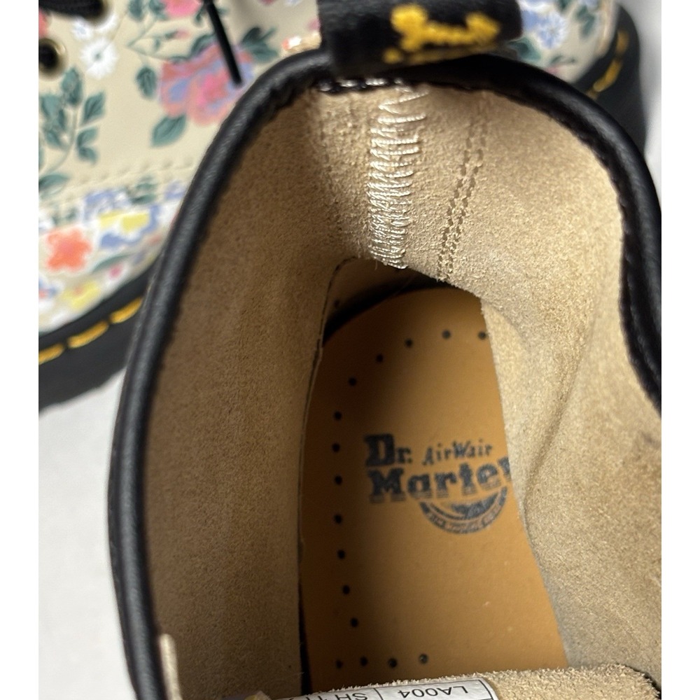 Dr. Martens Floral Lace-Up Combat Boots in Cream and Black - Picture 9 of 9